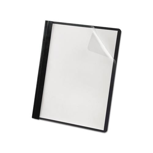 Premium Paper Clear Front Cover, 3 Fasteners, Letter, Black, 25-box