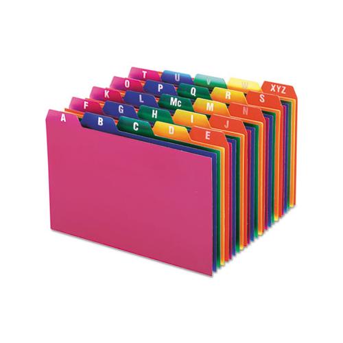 Durable Poly A-z Card Guides, 1-5-cut Top Tab, A To Z, 4 X 6, Assorted Colors, 25-set
