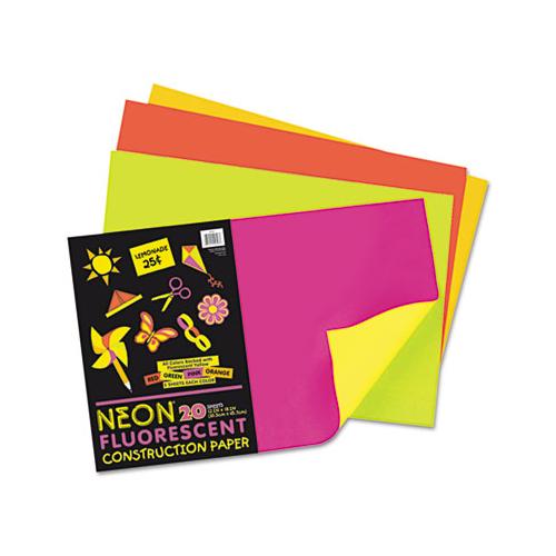 Neon Construction Paper, 76lb, 12 X 18, Assorted, 20-pack