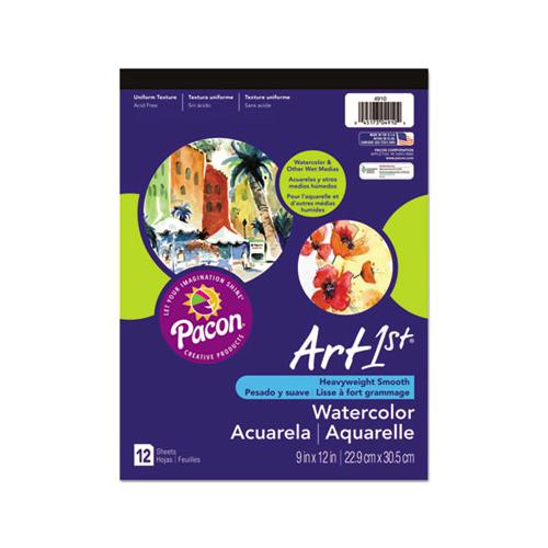 Artist Watercolor Paper Pad, 90 Lb, 9 X 12, White, 12 Sheets
