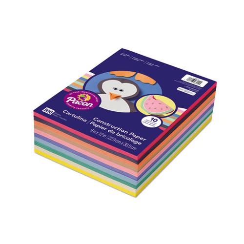 Rainbow Super Value Construction Paper Ream, 45lb, 9 X 12, Assorted, 500-pack