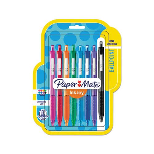 Inkjoy 300 Rt Retractable Ballpoint Pen, 1mm, Assorted Ink-barrel, 8-pack