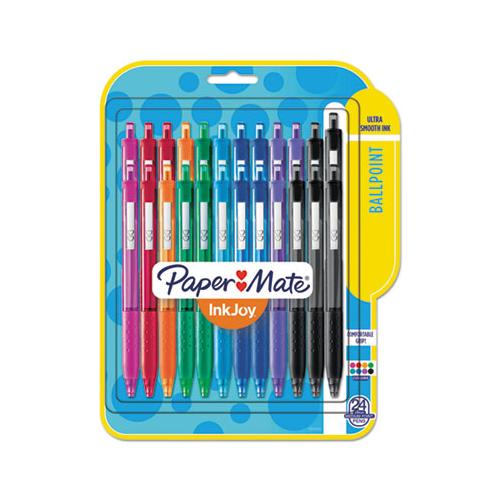 Inkjoy 300 Rt Retractable Ballpoint Pen, 1mm, Assorted Ink-barrel, 24-pack
