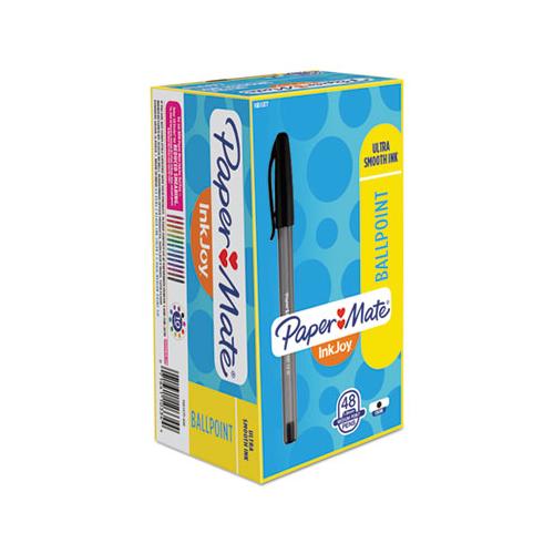 Inkjoy 100 Stick Ballpoint Pen Value Pack, 1mm, Black Ink, Smoke-black Barrel, 48-box