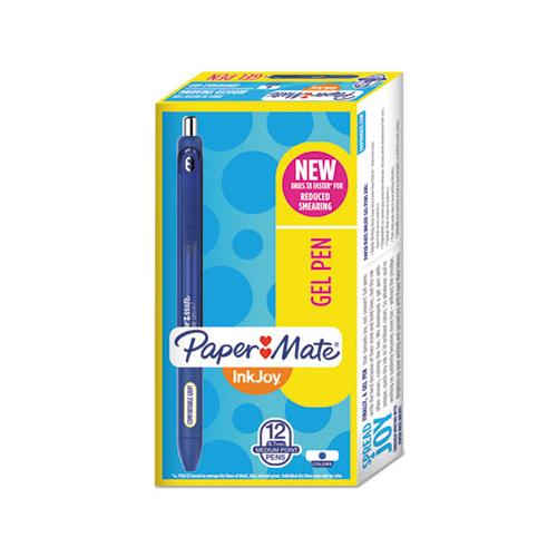 Inkjoy Retractable Gel Pen, Medium 0.7mm, Blue Ink-barrel, Dozen