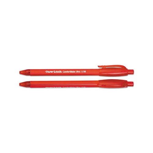 Comfortmate Ultra Retractable Ballpoint Pen, Medium 1mm, Red Ink-barrel, Dozen