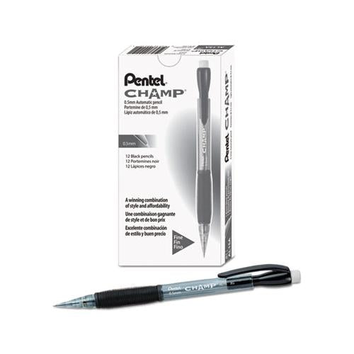 Champ Mechanical Pencil, 0.5 Mm, Hb (#2.5), Black Lead, Translucent Gray Barrel, Dozen