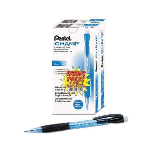Champ Mechanical Pencil, 0.7 Mm, Hb (#2.5), Black Lead, Blue Barrel, 24-pack