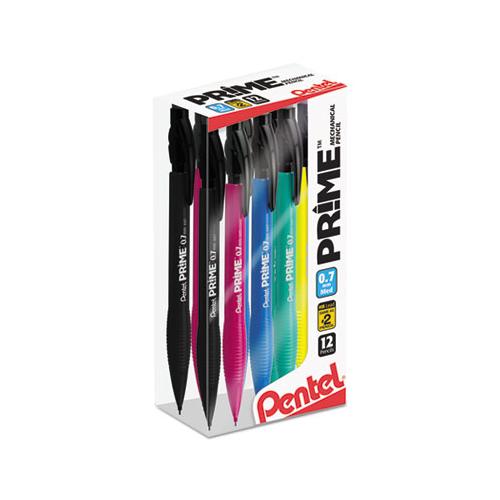 Prime Mechanical Pencil, 0.7 Mm, Hb (#2.5), Black Lead, Assorted Barrel Colors, Dozen