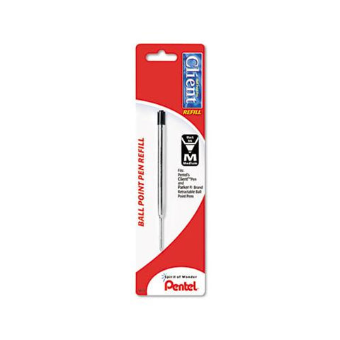Refill For Pentel Client Ballpoint Pens, Medium Point, Black Ink