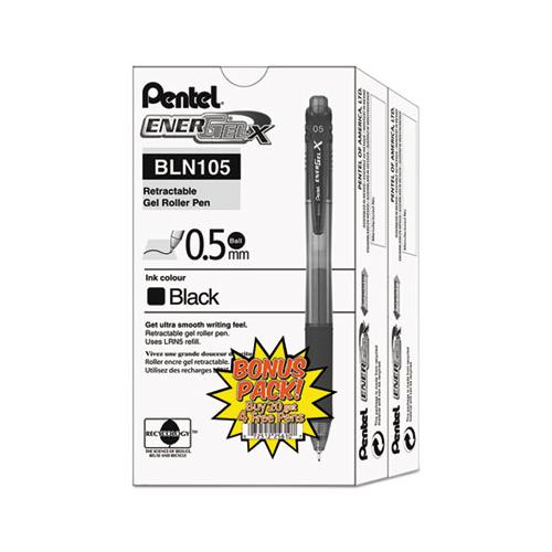 Energel-x Retractable Gel Pen, 0.5 Mm Needle Tip, Black Ink-barrel, 24-pack