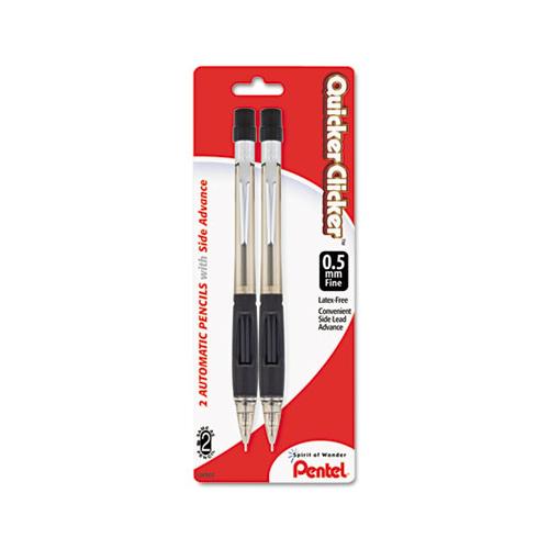 Quicker Clicker Mechanical Pencil, 0.5 Mm, Hb (#2.5), Black Lead, Smoke Barrel, 2-pack