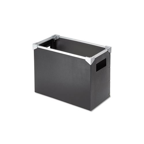 Poly Desktop File Box, Letter Files, 13" X 6.25" X 9.5", Black-silver