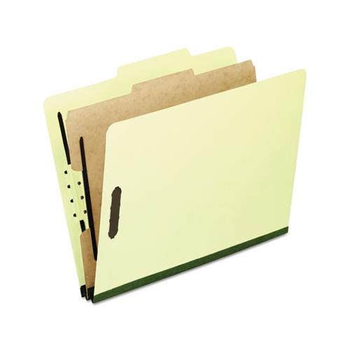Four-, Six-, And Eight-section Pressboard Classification Folders, 1 Divider, Embedded Fasteners, Letter, Light Green, 10-box