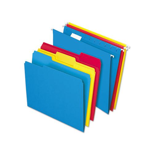 Combo Filing Kit, Letter Size, 1-3-cut File Folders, 1-5-cut Hanging File Folders, Assorted, 12 Sets