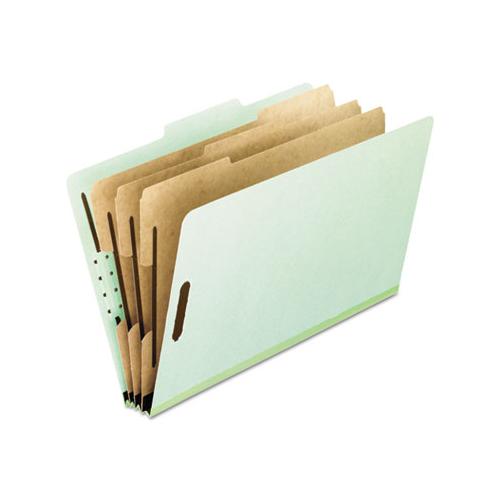 Four-, Six-, And Eight-section Pressboard Classification Folders, 3 Dividers, Embedded Fasteners, Letter Size, Green, 10-box