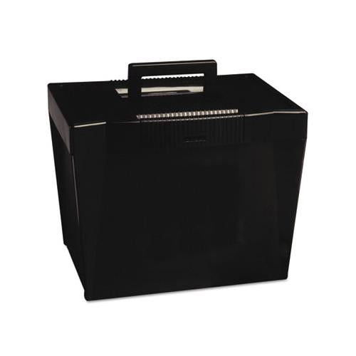 Portable Letter Size File Box, Letter Files, 13.5" X 10.25" X 10.88", Black