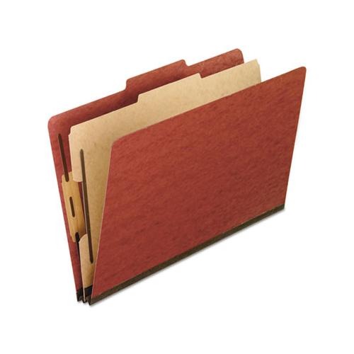 Four-, Six-, And Eight-section Pressboard Classification Folders, 1 Divider, Embedded Fasteners, Legal Size, Red, 10-box