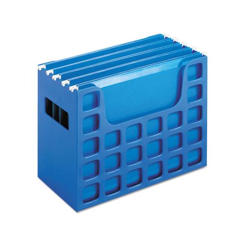 Desktop File W-hanging Folders, Letter, Plastic, 12 1-4 X 6 X 9 1-2, Blue