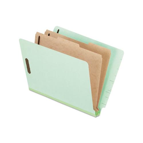 End Tab Classification Folders, 2 Dividers, Letter Size, Pale Green, 10-box