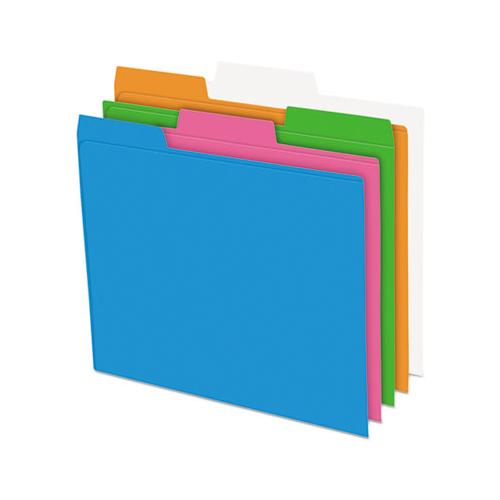 Glow Poly File Folders, 1-3-cut Tabs, Letter Size, Assorted, 12-pack