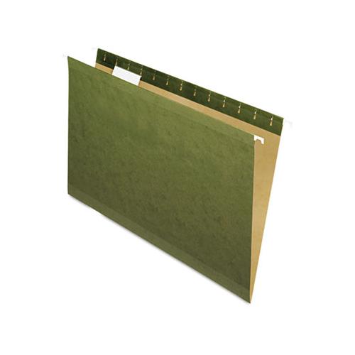 Reinforced Hanging File Folders, Legal Size, 1-5-cut Tab, Standard Green, 25-box