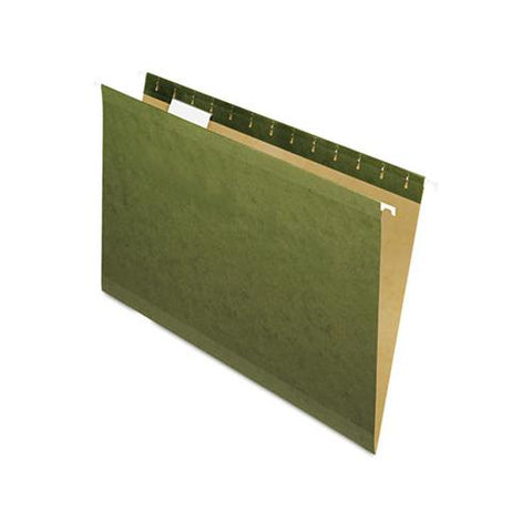 Reinforced Hanging File Folders, Legal Size, 1-5-cut Tab, Standard Green, 25-box