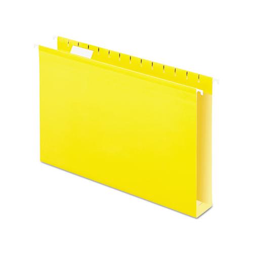 Extra Capacity Reinforced Hanging File Folders With Box Bottom, Legal Size, 1-5-cut Tab, Yellow, 25-box