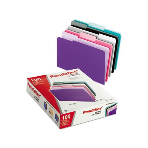 Interior File Folders, 1-3-cut Tabs, Letter Size, Assortment 1, 100-box