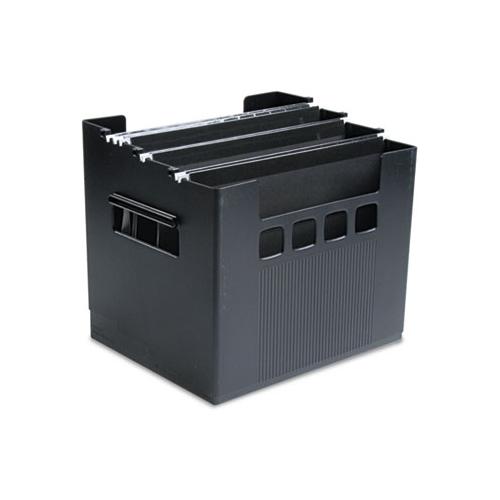 Desktop File W-hanging Folders, Letter, Plastic, 12 3-4 X 10 X 11, Black