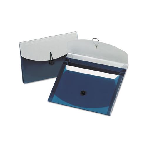 Four-pocket Poly Slide File, 4 Sections, Letter Size, Blue-silver