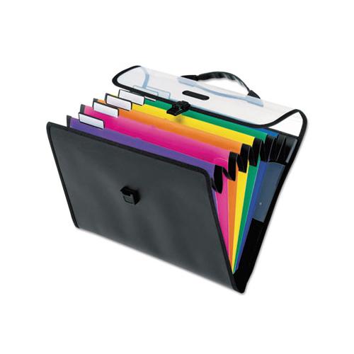 Desk Free Hanging Organizer W- Case, 1" Expansion, 6 Sections, 1-3-cut Tab, Letter Size, Randomly Assorted