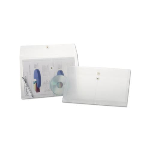Poly String & Button Envelope, String & Button Closure, 8.5 X 14, Clear, 3-pack