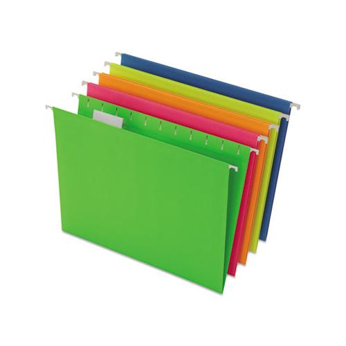 Glow Hanging File Folders, Letter Size, 1-5-cut Tab, Assorted, 25-box
