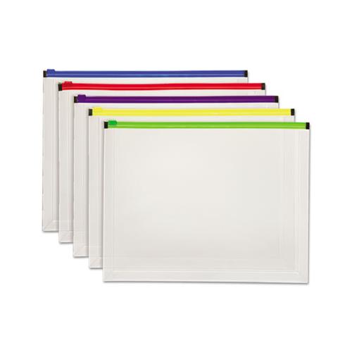 Poly Zip Envelope, Zipper Closure, 10 X 13, Assorted, 5-pack