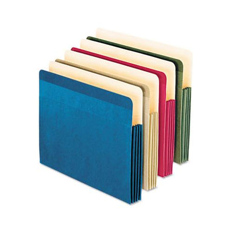 100% Recycled Colored File Pocket, 3.5" Expansion, Letter Size, Assorted, 4-pack