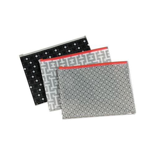 Fashion Poly Zip Envelope, Zipper Closure, 8.5 X 11, Assorted, 3-pack