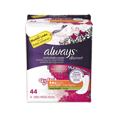 Discreet Incontinence Liners, Very Light, Long, 44-pack