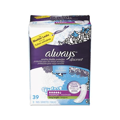 Discreet Sensitive Bladder Protection Pads, Heavy, Long, 39-pack