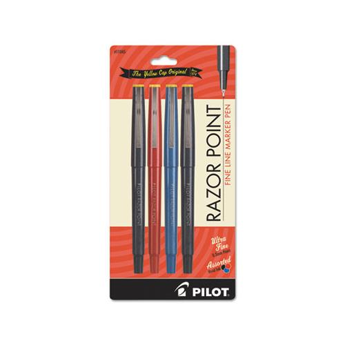 Razor Point Stick Porous Point Marker Pen, 0.3mm, Assorted Ink-barrel, 4-pack