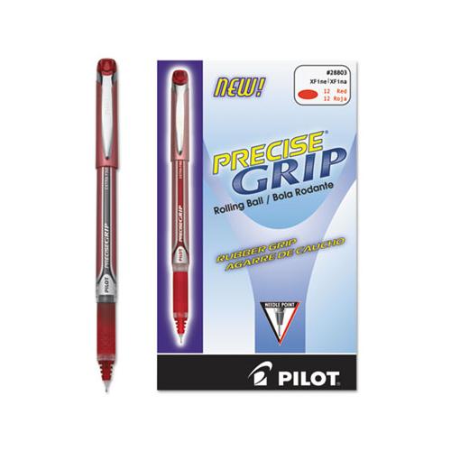 Precise Grip Stick Roller Ball Pen, Extra-fine 0.5mm, Red Ink, Red Barrel