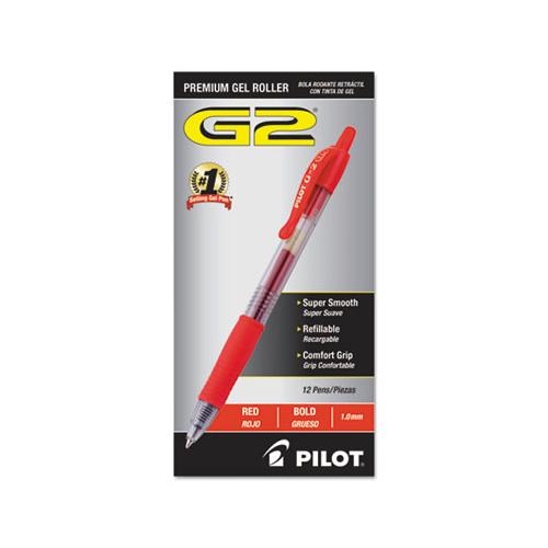 G2 Premium Retractable Gel Pen, 1 Mm, Red Ink, Smoke Barrel, Dozen