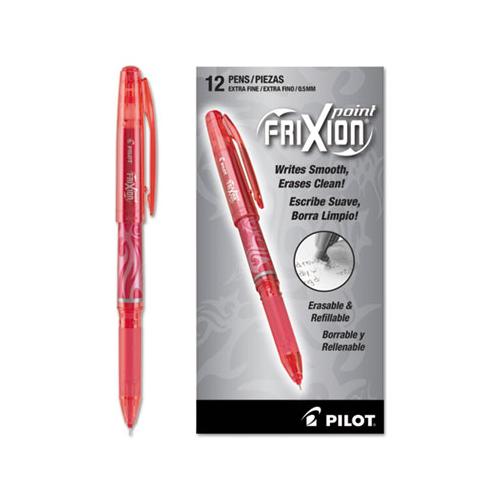 Frixion Point Erasable Stick Gel Pen, Extra-fine 0.5mm, Red Ink, Red Barrel