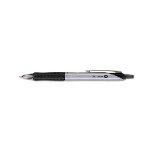 Acroball Pro Retractable Ballpoint Pen, 1 Mm, Black Ink, Silver Barrel, Dozen