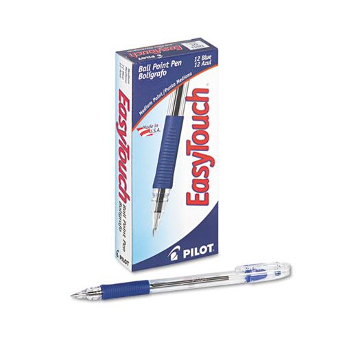 Easytouch Stick Ballpoint Pen, Medium 1mm, Blue Ink, Clear Barrel, Dozen