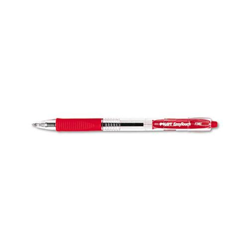 Easytouch Retractable Ballpoint Pen, Fine 0.7mm, Red Ink, Clear Barrel, Dozen