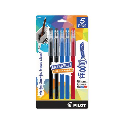 Frixion Colorsticks Erasable Stick Gel Pen, 0.7mm, Assorted Ink-barrel, 5-pack