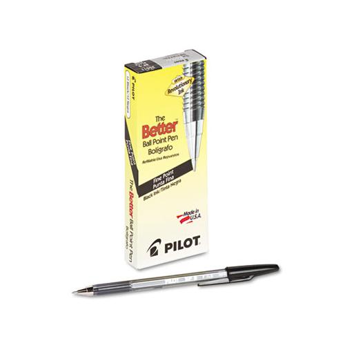 Better Stick Ballpoint Pen, Fine 0.7mm, Black Ink, Smoke Barrel, Dozen