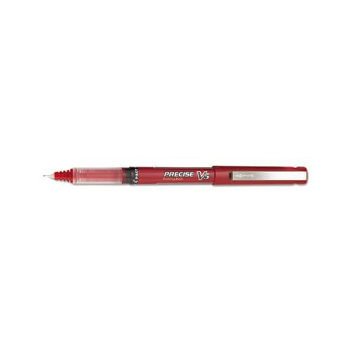Precise V5 Stick Roller Ball Pen, Extra-fine 0.5mm, Red Ink-barrel, Dozen