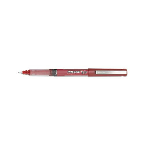 Precise V7 Stick Roller Ball Pen, Fine 0.7mm, Red Ink-barrel, Dozen